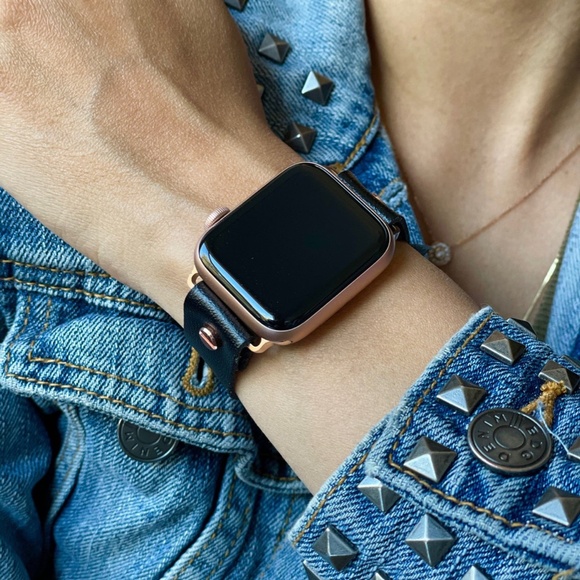18mm Black Vegan Leather Strap Apple iWatch Band main image 5